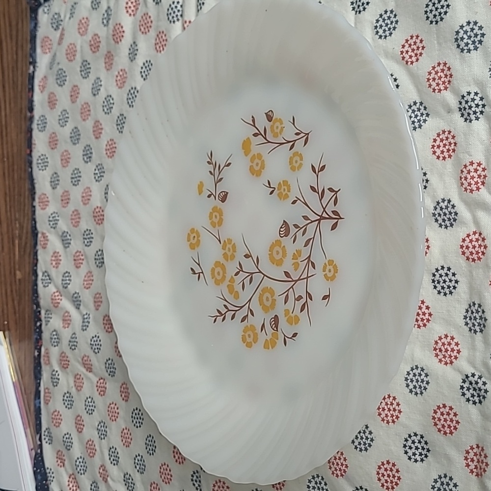 Termocrisa milk glass autumn flowers dinner plate